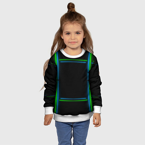 Детский свитшот Neon green light blue / 3D-Белый – фото 4