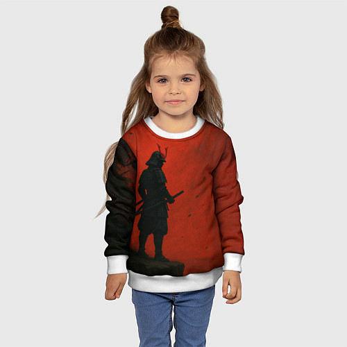 Детский свитшот Ghost of Tsushima - алый / 3D-Белый – фото 4