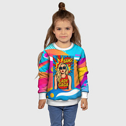 Свитшот детский Леди Гага в стиле комиксов, цвет: 3D-белый — фото 2