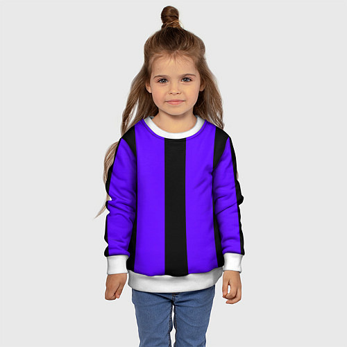 Детский свитшот Color purple black stripes / 3D-Белый – фото 4