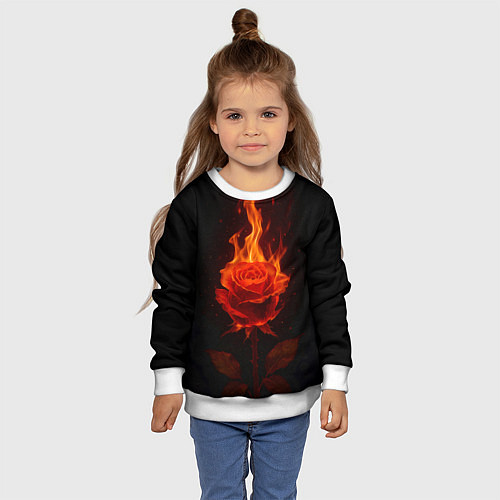 Детский свитшот Flaming rose / 3D-Белый – фото 4
