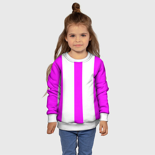 Детский свитшот Color white pink lines / 3D-Белый – фото 4