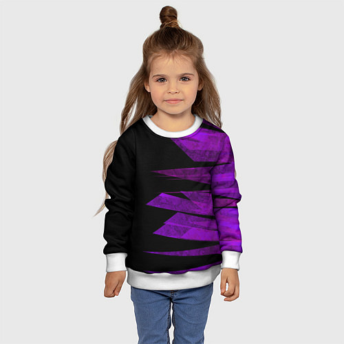 Детский свитшот Color purple black stripes / 3D-Белый – фото 4