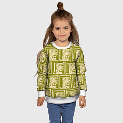 Свитшот детский Леопард в оливковом, цвет: 3D-белый — фото 2