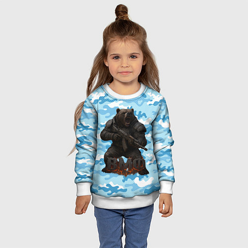 Детский свитшот ВМФ злой медведь с автоматом / 3D-Белый – фото 4