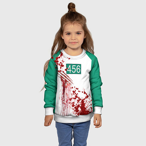 Детский свитшот Кровавая форма игрока 456 из игры в кальмара / 3D-Белый – фото 4
