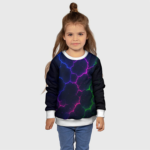 Детский свитшот Неоновый разлом / 3D-Белый – фото 4
