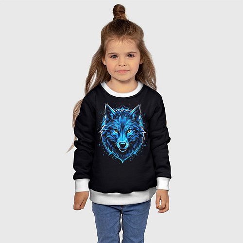 Детский свитшот Волк в красках / 3D-Белый – фото 4