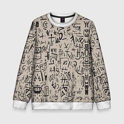 Свитшот детский Иероглифы маори, цвет: 3D-белый