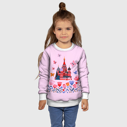 Детский свитшот Москва - собор / 3D-Белый – фото 4