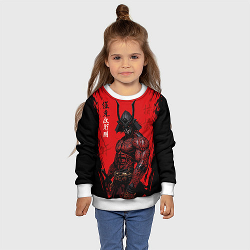 Детский свитшот Демон Они самурай / 3D-Белый – фото 4