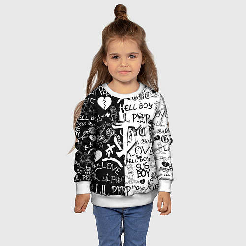 Детский свитшот Doom x liil peep pattern black / 3D-Белый – фото 4