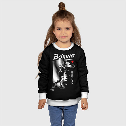 Детский свитшот Бокс - тяжело в учебе легко в бою / 3D-Белый – фото 4