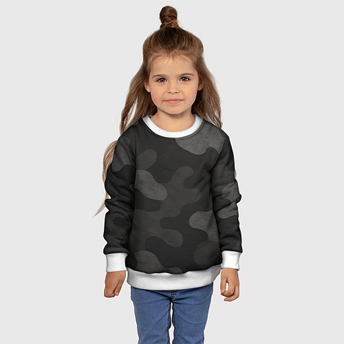 Детский свитшот Черно-серый камуфляж / 3D-Белый – фото 4