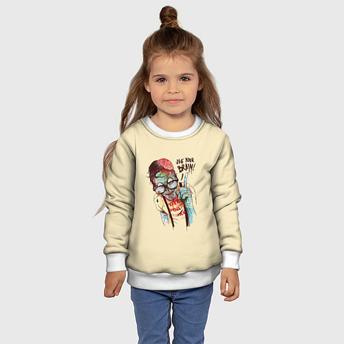 Детский свитшот Включи мозги / 3D-Белый – фото 4