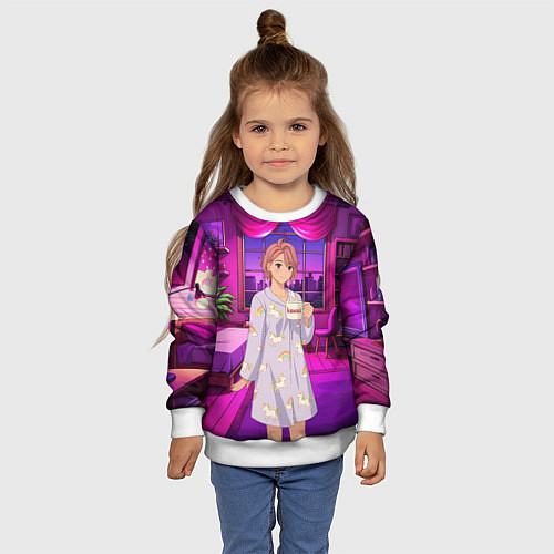 Детский свитшот Дандадан Сиратори Айра с кофе / 3D-Белый – фото 4