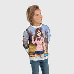 Свитшот детский Сиратори Айра злая - Дандадан, цвет: 3D-белый — фото 2