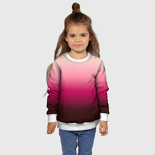 Детский свитшот Градиент transcendent pink омбре / 3D-Белый – фото 4