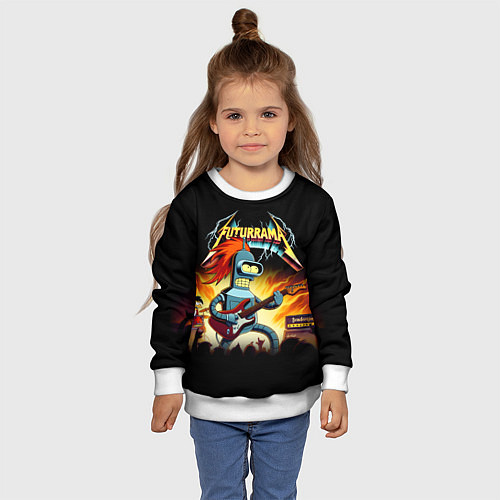 Детский свитшот Bender is a hard rock guitarist - Futurama / 3D-Белый – фото 4