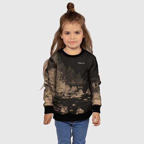 Детский свитшот Dream on тёмно-коричневый / 3D-Черный – фото 4