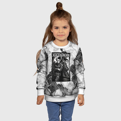 Детский свитшот XXXTentacion облокотился об зеркало / 3D-Белый – фото 4