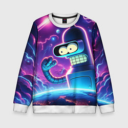 Детский свитшот Bender in neon space - cartoon Futurama