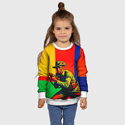 Свитшот детский Австралийский ретро солдат поп-арт, цвет: 3D-белый — фото 2