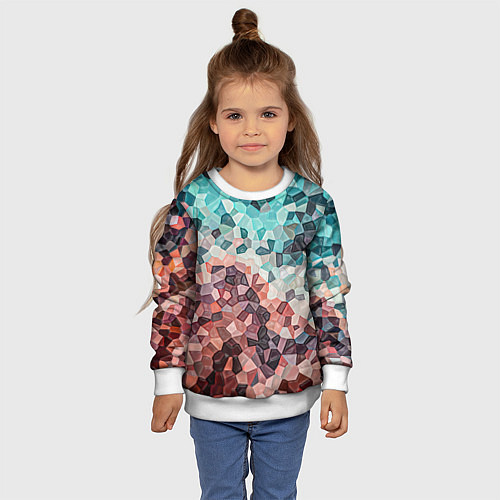 Детский свитшот Мозаика воспоминаний - текстура / 3D-Белый – фото 4