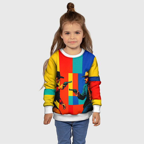 Детский свитшот Перестрелка ковбоев поп-арт / 3D-Белый – фото 4