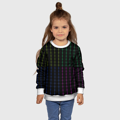 Детский свитшот Color black multicolored stripes / 3D-Белый – фото 4