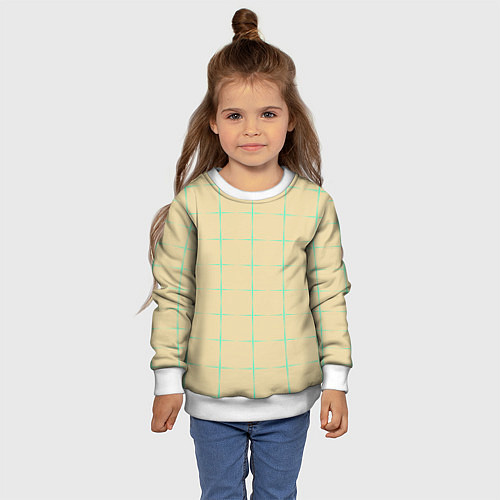 Детский свитшот Color beige green crosses / 3D-Белый – фото 4