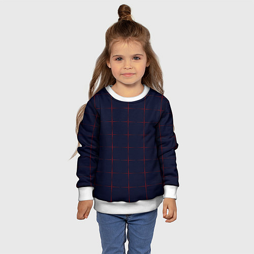 Детский свитшот Color dark blue red crosses / 3D-Белый – фото 4