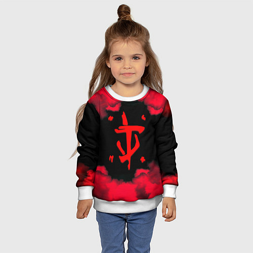 Детский свитшот Doom огненные краски / 3D-Белый – фото 4