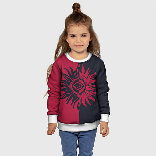 Детский свитшот Солнце красно-синее / 3D-Белый – фото 4