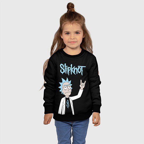 Детский свитшот Slipknot и Рик Санчес из Рик и Морти / 3D-Черный – фото 4
