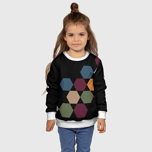 Детский свитшот Honeycombs autumn colors / 3D-Белый – фото 4
