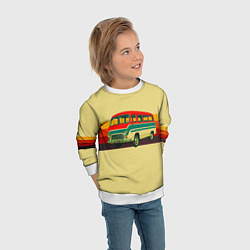 Свитшот детский Ретро автобус РАФ-977 поп-арт, цвет: 3D-белый — фото 2