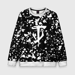 Свитшот детский Дум белые брызги красок, цвет: 3D-белый