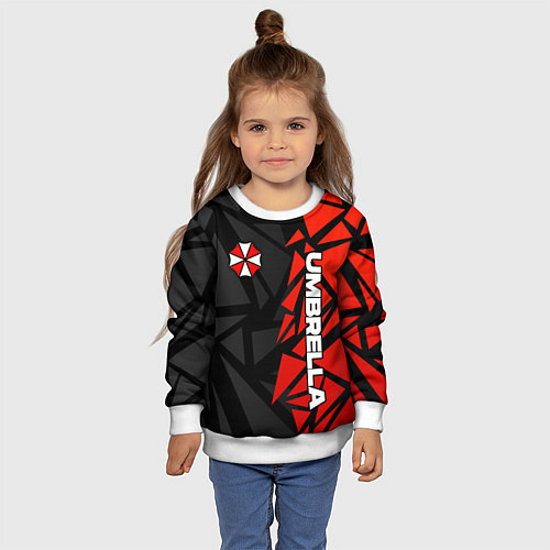 Детский свитшот Umbrella corp - красные фрагменты / 3D-Белый – фото 4