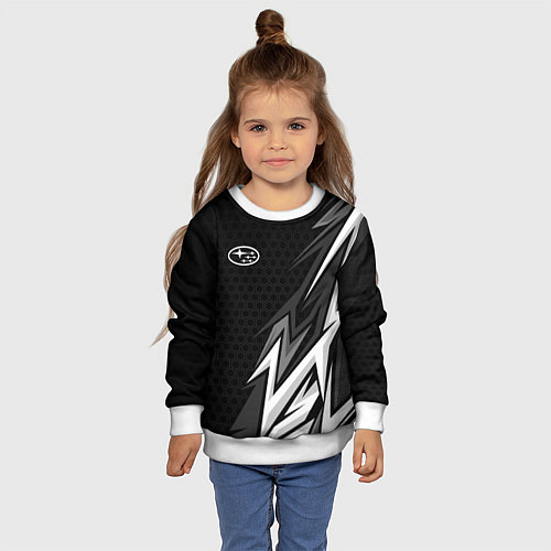 Детский свитшот Subaru - монохромный черный / 3D-Белый – фото 4