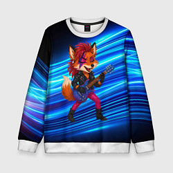 Детский свитшот Лиса в косухе и гитарой - рок звезда