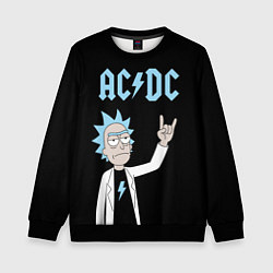 Свитшот детский ACDC и Рик Санчес из Рик и Морти, цвет: 3D-черный