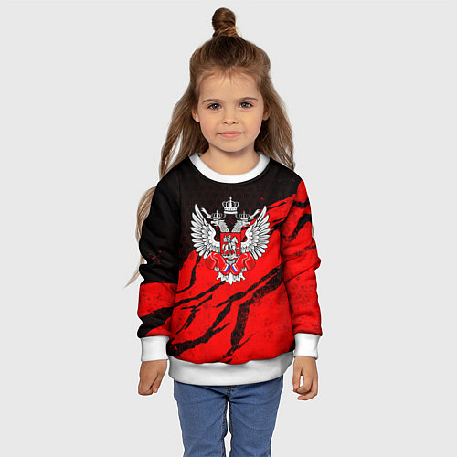 Детский свитшот Федерация бокса России - красный / 3D-Белый – фото 4