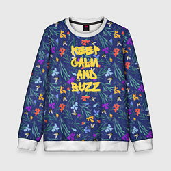 Детский свитшот Keep calm and buzz - пчелы и цветы