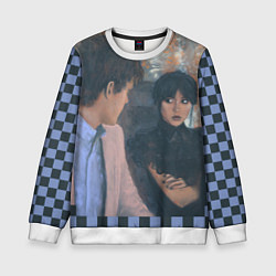 Свитшот детский Уэнсдей и Тайлер, цвет: 3D-белый