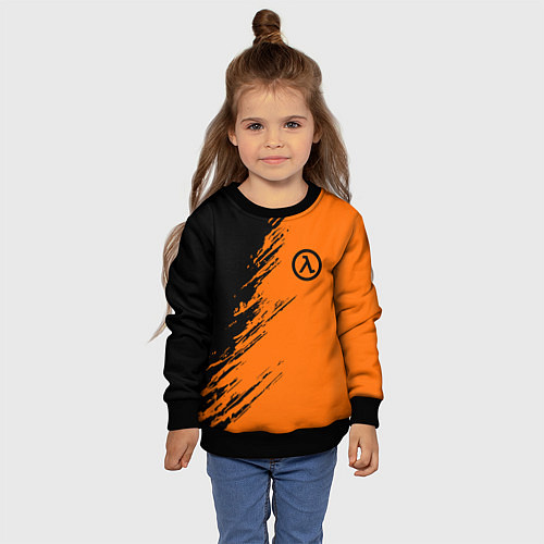 Детский свитшот Half Life - black and orange / 3D-Черный – фото 4