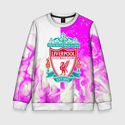 Свитшот детский Ливерпуль розово белый огонь, цвет: 3D-белый