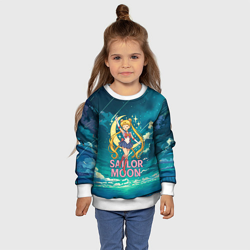 Детский свитшот Sailor Moon на фоне неба / 3D-Белый – фото 4