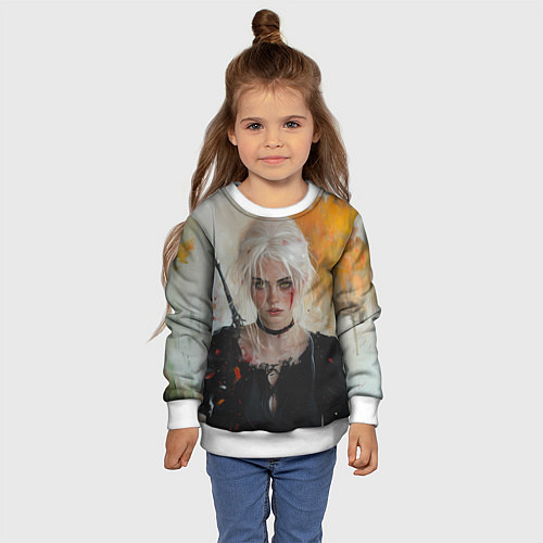Детский свитшот Цири гуашью / 3D-Белый – фото 4