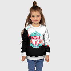 Свитшот детский Ливерпуль текстура глитч краски, цвет: 3D-белый — фото 2